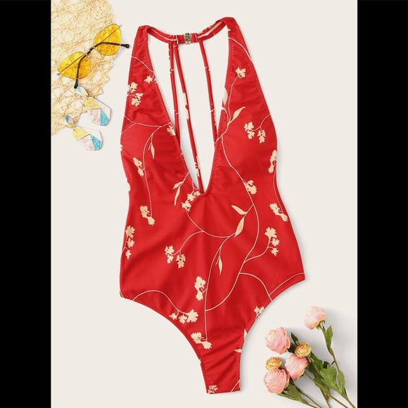 Flower Print Banyans One Piece Swimsuit - Picture 2 of 7